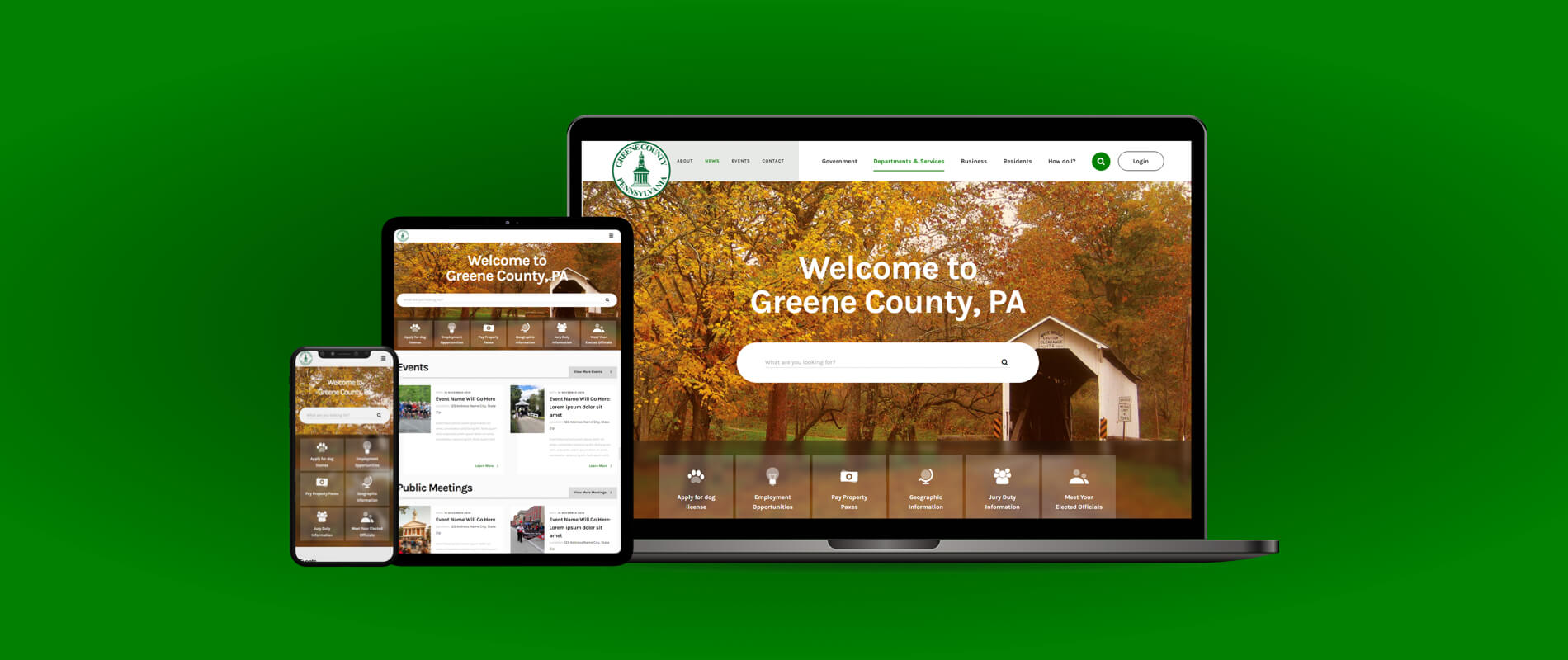 Greene County website screens